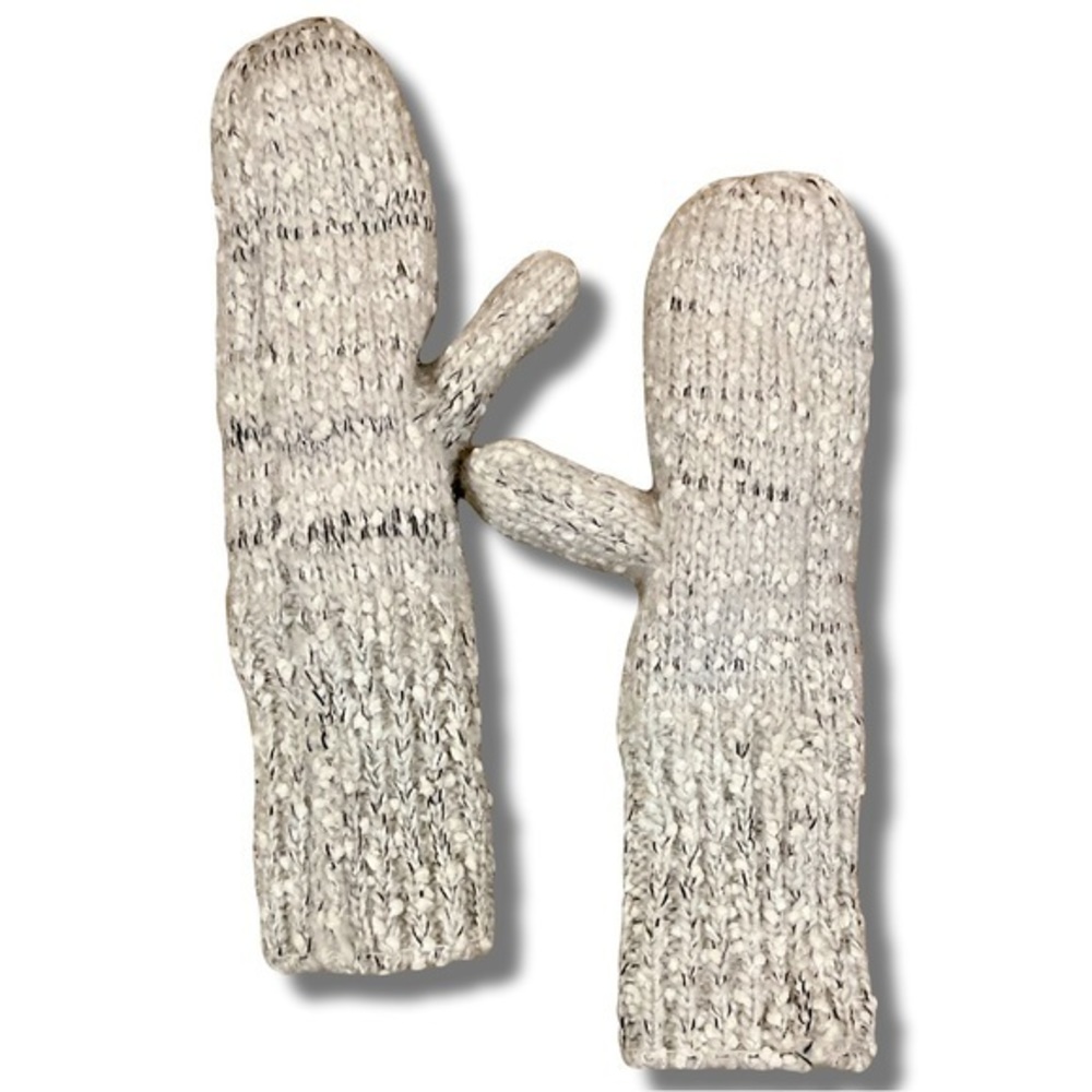 Women’s C & C Knit Mittens | Grey | Fuzzy Interior | Extra Long Foldover